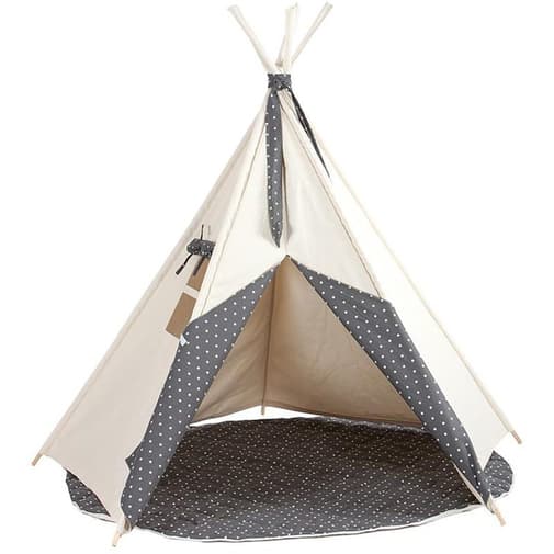 Wookids - Tipi enfant beige stars gris