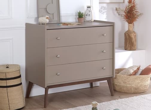 Nateo Concept - Commode 3 tiroirs Argile et Noyer