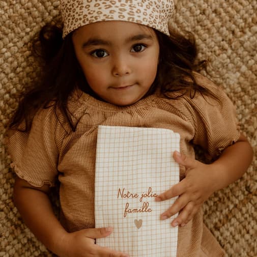 Atelier Wagram - Protège livret de famille Gaze Petits Carreaux (personnalisable)