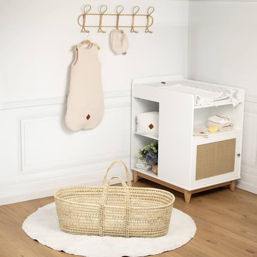 Sevira Kids - Couffin Panier Moise En Fibres Naturelles Beige