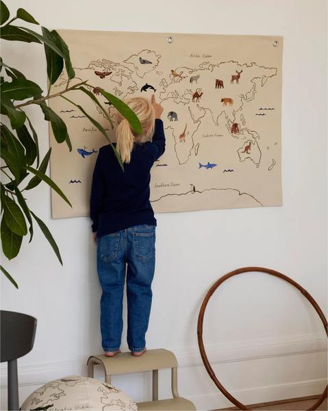 Ferm Living Kids - Ferm Living Kids - Décoration murale World en coton