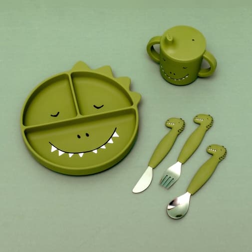 Trixie - Set de couverts en silicone Mr. Dino (3 pièces)
