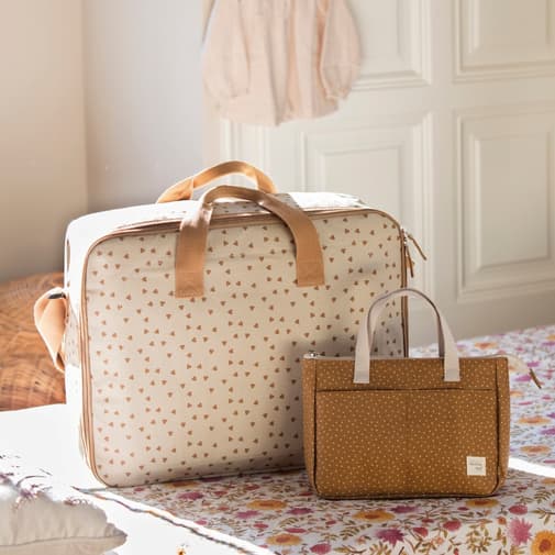 Walking Mum - Valise de maternité coeurs Poppy Cannelle