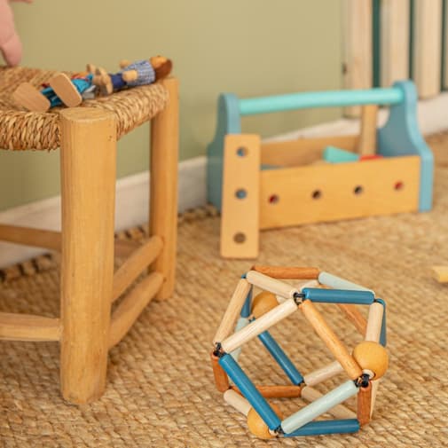 Trousselier - Balle de préhension en bois Bass & Bass Deep blue Grabber