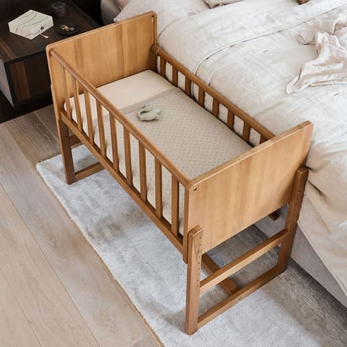 Petite Amélie - Lit Cododo Bois / Berceau 2 En 1 «Nuage» | Brun Noyer