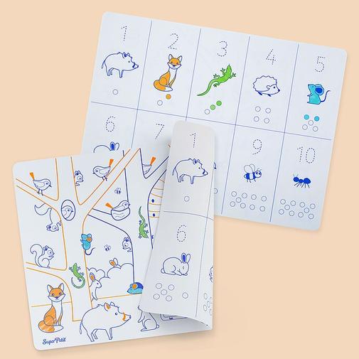 Super Petit - Set de Table à Colorier Réversible et ses 3 Feutres - Chiffres