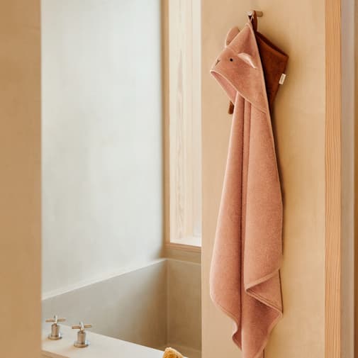 Liewood - Cape de bain Albert Rabbit rose (70 x 70 cm)
