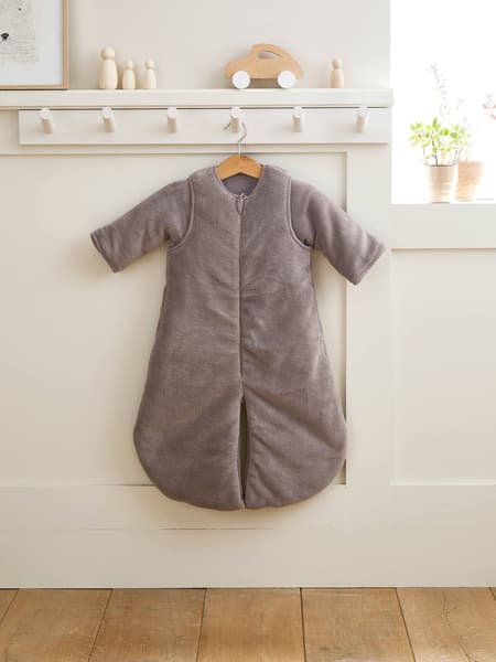 Vertbaudet - Combinaison de transport polaire microfibre, manches amovibles taupe