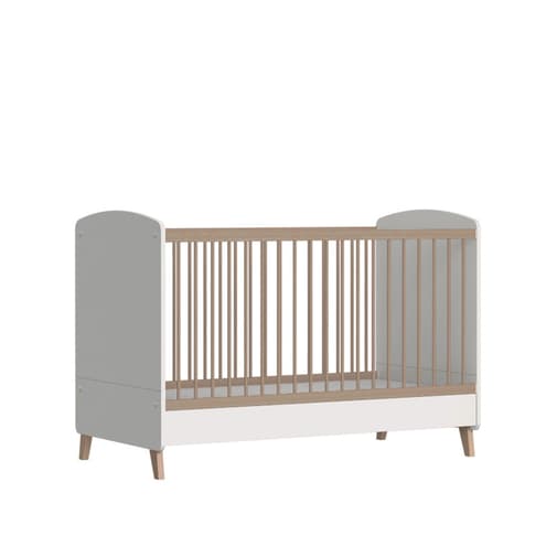 ID Kids - Pack lit bébé évolutif avec matelas blanc et noisette 70x140 cm