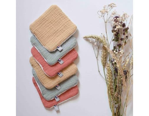 Sevira Kids - 8 lingettes lavables bambou coton jeanne