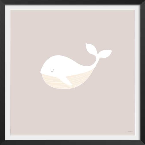 Hexoa - Affiche enfant baleine oh avec cadre noir 30x30 cm