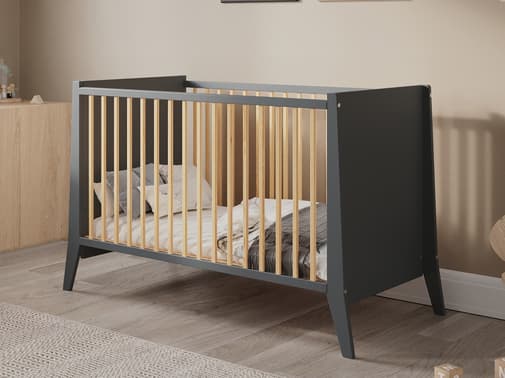 Premiers Moments - Lit bébé évolutif en bois - Anthracite - 120x60 cm