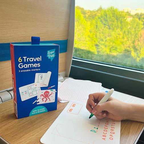 Super Petit - Lot de 6 Jeux de Voyage et 3 Feutres