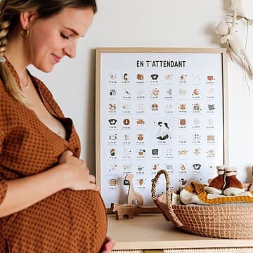 Les Petites Dates - Affiche En T'attendant Maman et Papa Peaux Claires - 50 x 40 cm