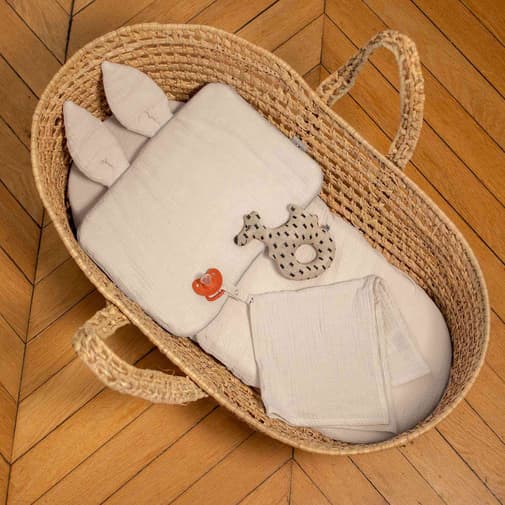 Sevira Kids - Housse couffin ovale gaze coton jeanne