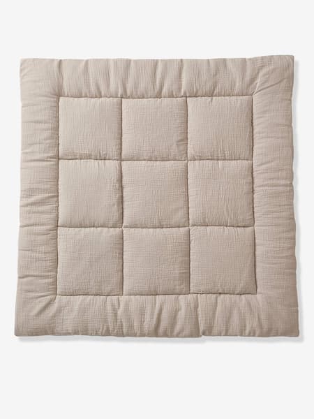 Vertbaudet - Tapis de sol / Fond de parc uni gaze et percale de coton taupe