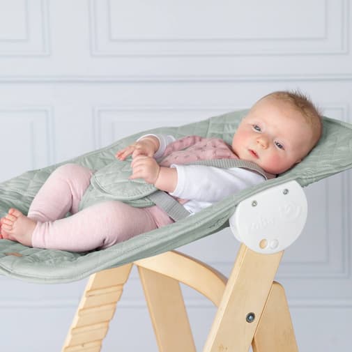 Roba - Chaise Haute Évolutive Born Up Avec Transat Déperlant Et Inclinable Roba Style Naturel - Vert Givré