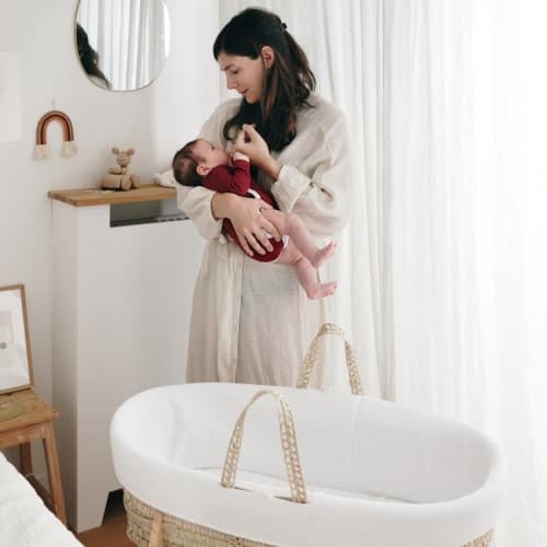 Premiers Moments - Couffin bébé avec Matelas, Habillage en Velours - Coton Bio - Nuage