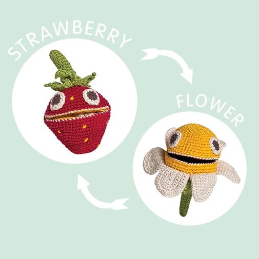 MyuM - Doudou fraise réversible fait main bio