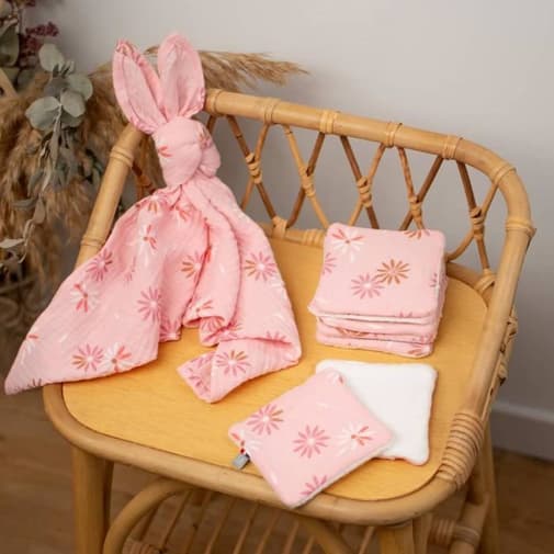 Sevira Kids - Lingettes lavables bébé 8 pièces rosella