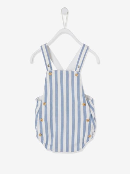 Vertbaudet - Combinaison bébé naissance forme barboteuse bleu chambray rayé