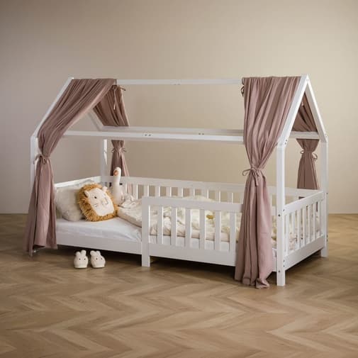 IDIMEX - Rideaux de lit enfant en mousseline de coton, beige