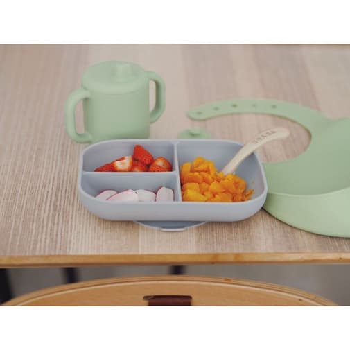 Béaba - Coffret repas silicone Les essentiels Gris/Vert sauge