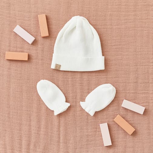 Noukie's - Bonnet de naissance en coton bio Mix & Match blanc