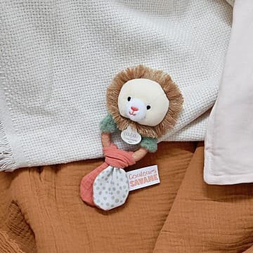 Doudou et Compagnie - Hochet Lion Couleurs Savane