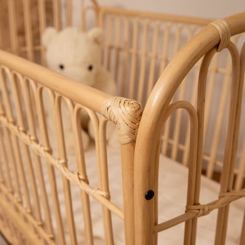 Saudara - Lit Bébé Évolutif Noir - Java Rotin Blanchi