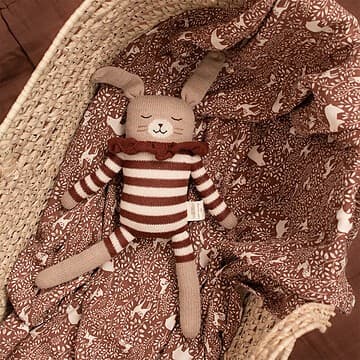 Main Sauvage - Grand Doudou Lapin - Combishort Rayé Sienne