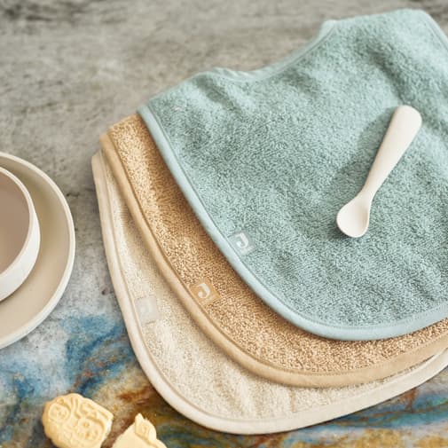 Jollein - Lot de 3 bavoirs en éponge Sea Green-Nougat-Biscuit