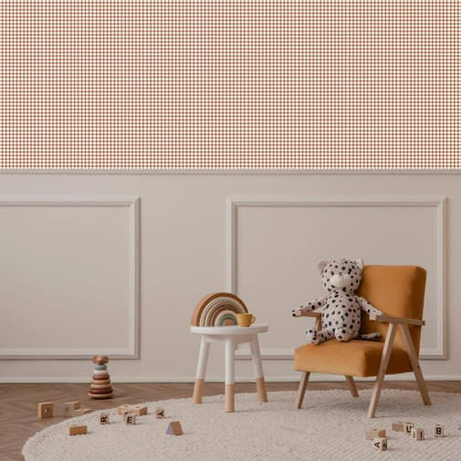 Charlie et Suzie - Lé Unique Papier Peint - Motif Vichy Petits Carreaux Multicolore
