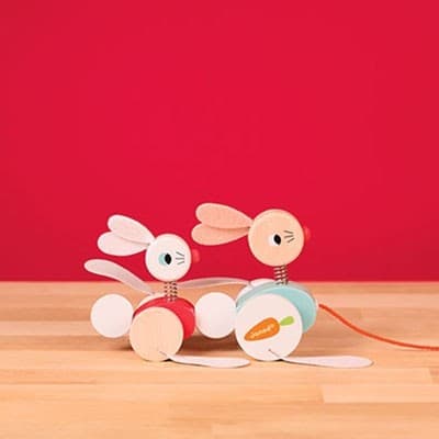 Janod - Jouet à tirer lapins zigolos