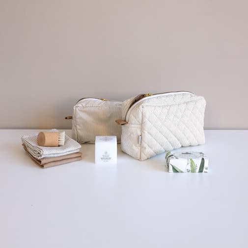 Cam Cam Copenhagen - Trousse de toilette Classic Stripes Camel