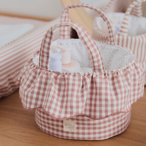 Walking Mum - Panier de rangement Praliné Vichy Moka