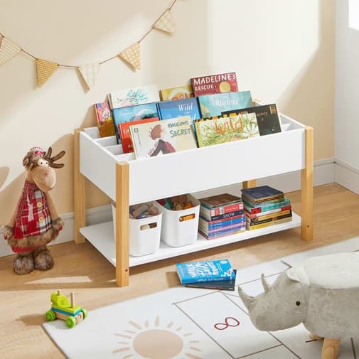 SoBuy - Meuble de rangement à livres et jouets pour enfants effet bois blanc