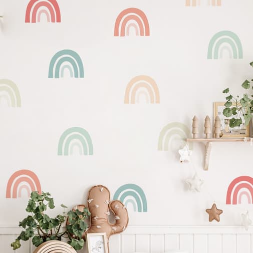 Decochic - Stickers muraux en vinyle arcs en ciel pêche et vert