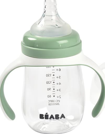 Béaba - Biberon d'apprentissage 2 en 1 vert sauge (210 ml)