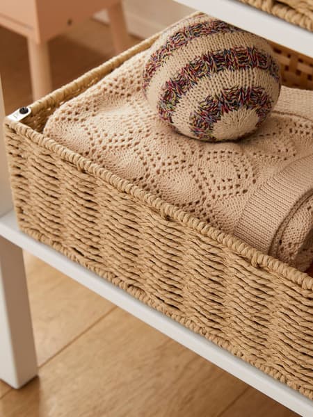 Vertbaudet - Panier de rangement pour table à lange en corde de papier beige