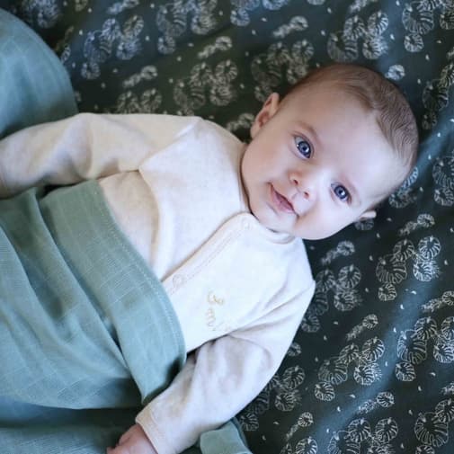 Trois Kilos Sept - Lot de 3 langes en mousseline de coton Feuille (70 x 70 cm)