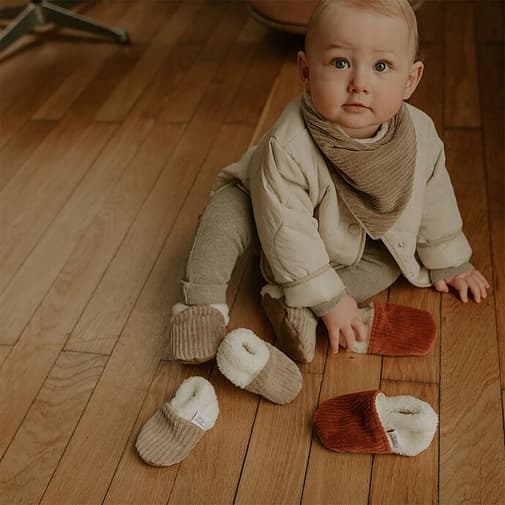 Rien que des bêtises - Chaussons Velours Taupe  - 19/21