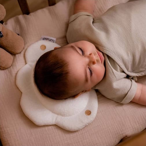 Tinéo - Coussin cale tête Bébé Blanc Velours 26x18 cm