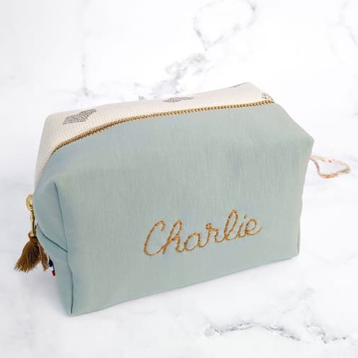 Les Fils - Trousse de Toilette Personnalisée - Coton Brodé à la Main | Rangement Bébé & Voyage - Fabriqué en France - Les Fils