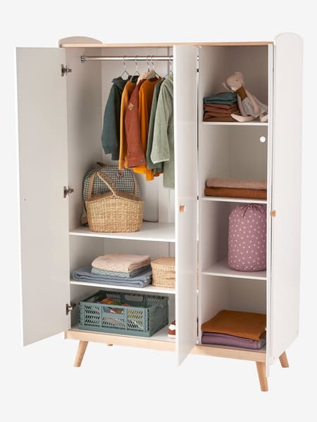 Vertbaudet - Armoire 3 portes CONFETTI blanc/bois
