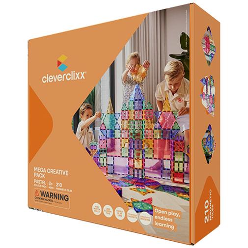 Cleverclixx - Mega kit de construction magnétique Creative Pastel (210 pièces)