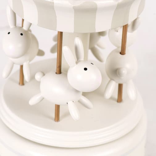 Maisons du Monde - Boîte à musique carrousel lapins grise et blanche