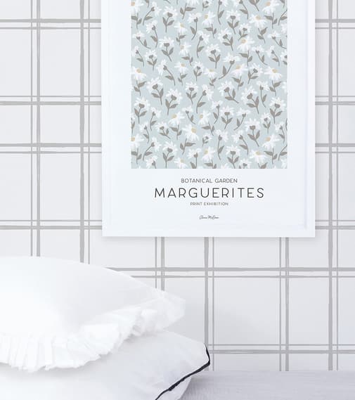 Lilipinso - Affiche Marguerites bleu clair (30 x 40 cm)