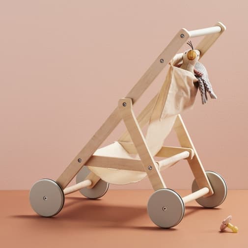 Kid's Concept - Poussette en bois pour poupée nature