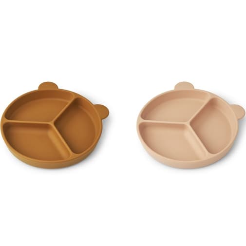 Liewood - Lot de 2 Assiettes Compartimentées Stacy - Mustard Tuscany Rose Mix